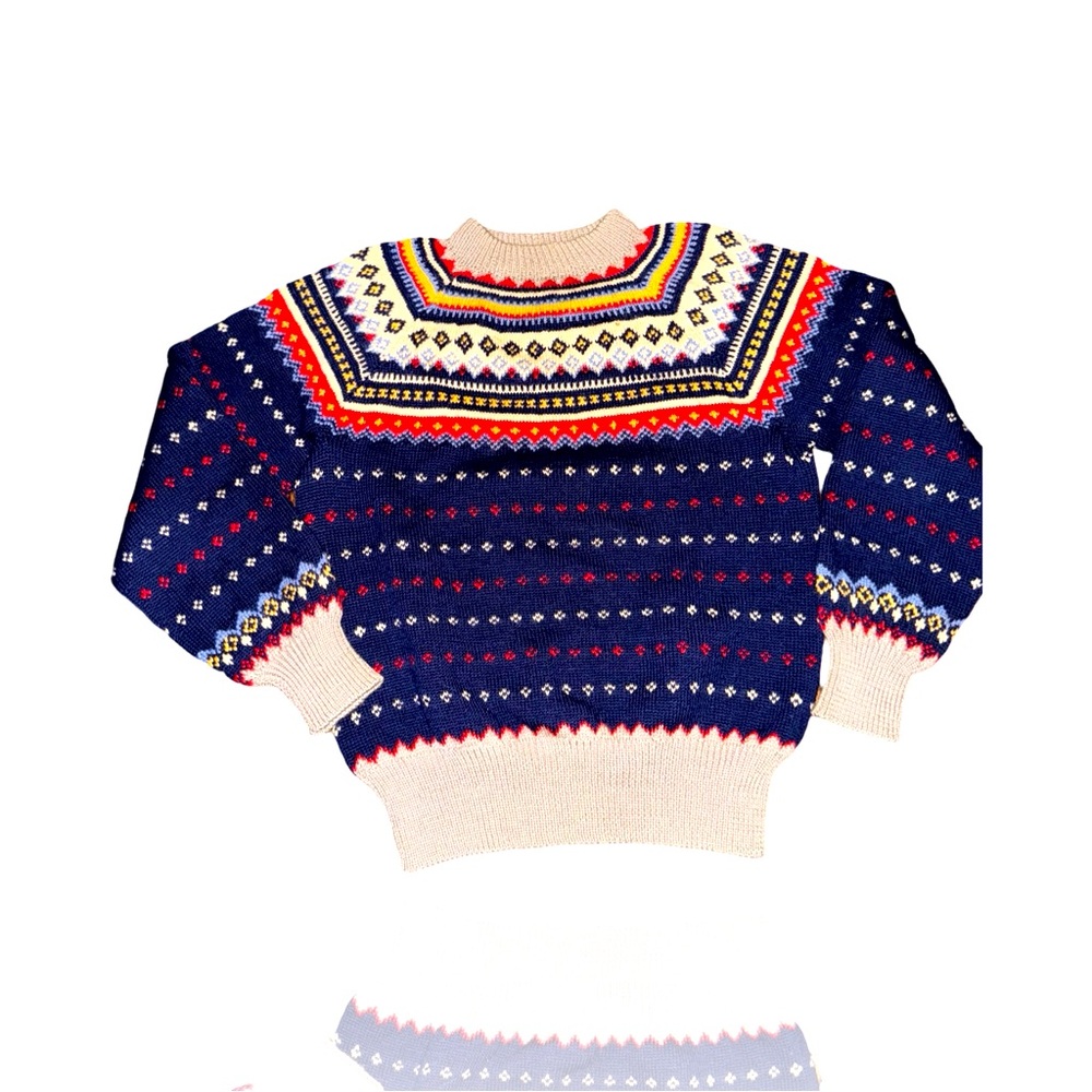 Paul Mage: Vintage Hand Knit All Wool Sweater from Denmark: 60’s Ski Attire